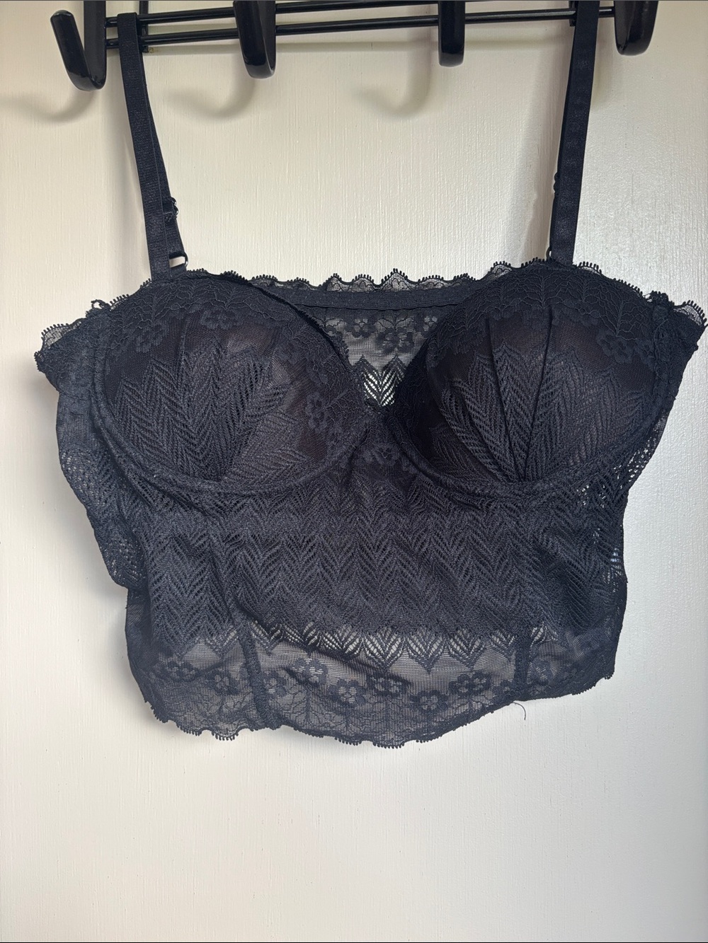 Black Lace Longline Bralette Crop Top - Women Intimates & Sleepwear